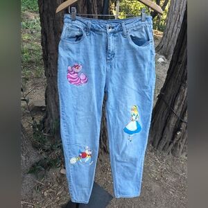 Disney Alice In Wonderland Blue Denim Jeans with Character Patches